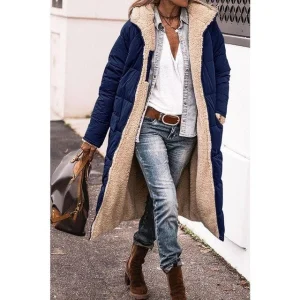 Rosalie Manteau Femme Hiver – Long Manteau Polaire Réversible avec Capuche Chaude et Chic